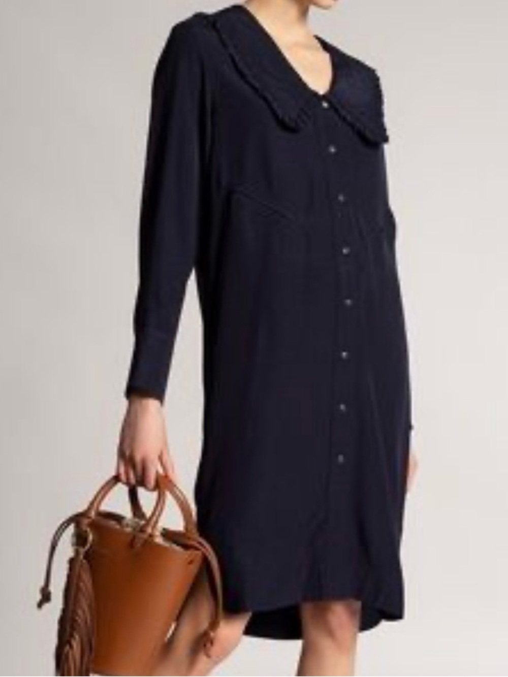GANNI Ripstop Oversized Shirt Dress Sky Captain Navy Blue large XL New - Picture 6 of 11